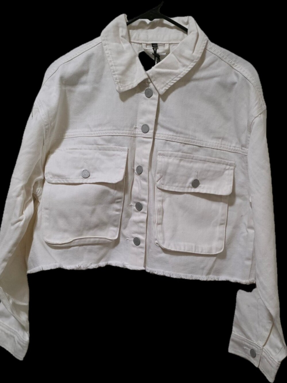 Blank NYC White Cropped Utility Jean Jacket